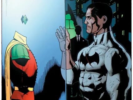 Bruce Wayne and Jason Todd's Robin suit in the Batcave. Famí