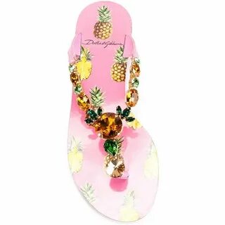 Dolce & Gabbana pineapple print jewel flip-flips (€ 750) ❤ l