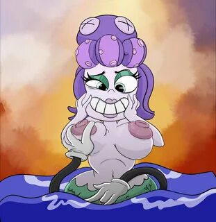 cala maria, cuphead (game), bedroom eyes, enjoying, female, hand in pussy, ...