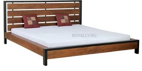 Кровать в стиле Loft (дуб и металлический каркас) R52-25