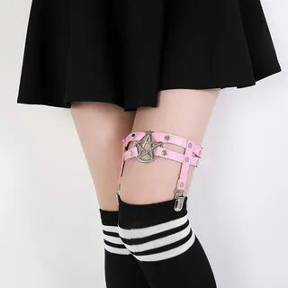 2pcs Women`s Star-Shaped Ring Leg Punk Harness with Anti-Sli