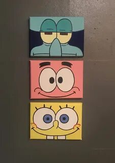 Spongebob canvas set Cute canvas paintings, Mini canvas art,