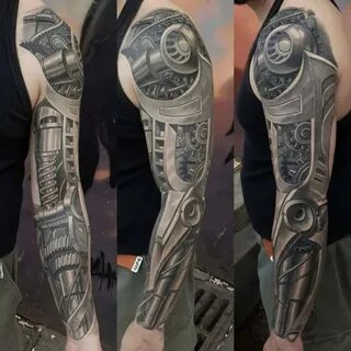 Tatuaż Ręka Biomechaniczny Robot Rękaw przez Bloody Blue Tat