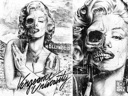hollywood Marilyn monroe artwork, Half face drawing, Graffit