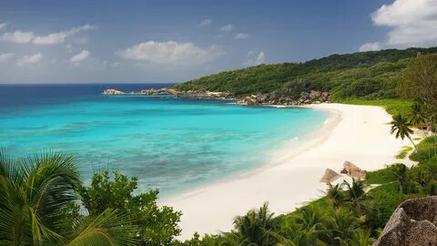Secluded tropical bay at Grand Anse beach, La Digue Island, 