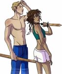 Jason and Piper Working Out. Percy jackson books, Percy jack