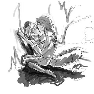 Katniss and Peeta Cave Kiss by MirandaFear.deviantart.com Hu