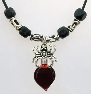 Blood Vial Heart Necklace with Spider-Blood Vial Jewelry-Mag