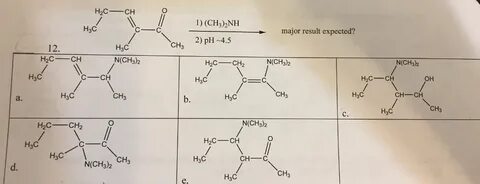 Solved H2C- 1) (CH3)2NH H3C major result expected? CH, 2) pH