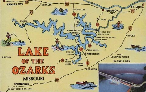 Lake of the Ozarks Missouri Bagnell Dam Map Original Old Ets