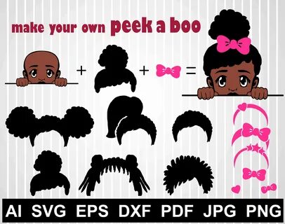 Peek a boo svg vector design bundle Afro girl svg African Et