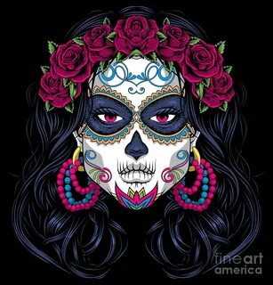 Sugar Skull Lady La Calavera Catrina Santa Muerte Digital Ar