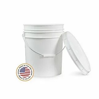 Купить 5 Gallon White Bucket & Lid - Set of 1 - Durable 90 M