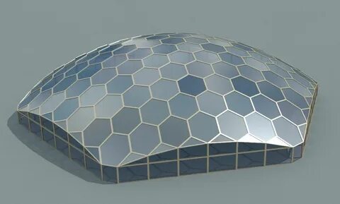 Hexagon Glass Dome Obj - 3D Model Glass building, Dome build