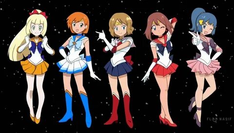 Pokemon Pokegirls Lillie, Misty, Serena, May and Dawn as Sai