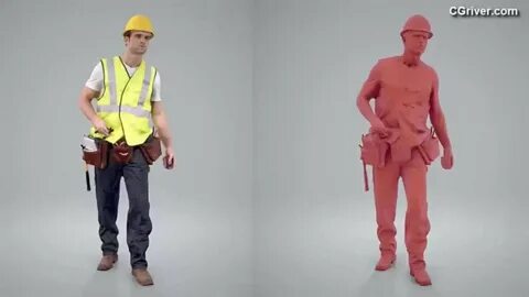 3D Human Model: Realistic Construction Worker for 3ds Max, C