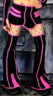Cryo Tron Skirt Black/UV Pink Cyber goth clothing, Gogo outf
