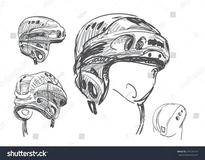 Hockey Helmet Sketch Vector: стоковая векторная графика (без