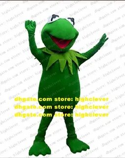 Green Kermit Frog Mascot Costume Adult Cartoon Character Out