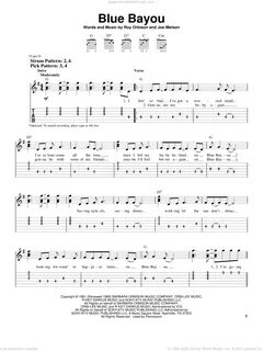 Ronstadt - Blue Bayou sheet music for guitar solo (easy tabl