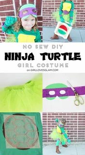 DIY No Sew Ninja Turtle Costume for Girls! Turtle costumes, 