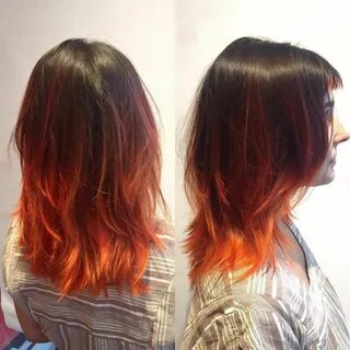 Flaming Hot Ombre Orange ombre hair, Hair color orange, Burn