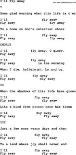 Country, Southern and Bluegrass Gospel Song I'll Fly Away ly