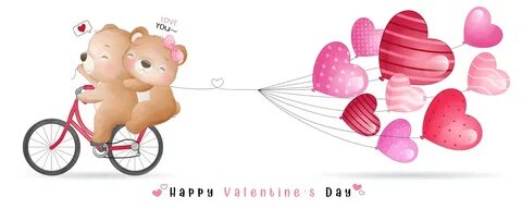 Cute doodle bear for valentines day collection 2063449 Vecto