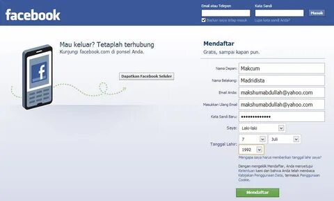Cara Membuat Facebook Baru Daftar Akun FB - caratutorial.com