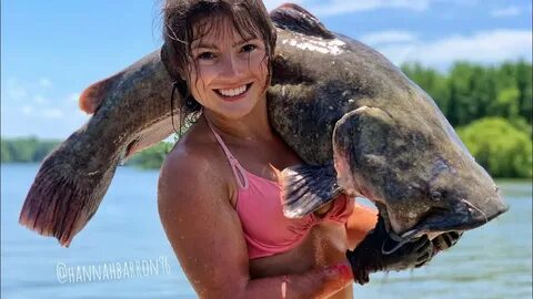 CATFISH NOODLING: Hannah Gets Bit by Catfish that Draws Bloo