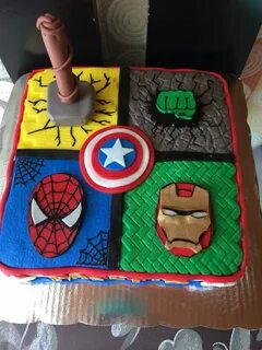 Pastel súper héroes #thor #hulk #spiderman ironman Fiesta de