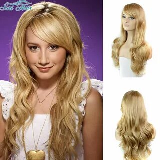 Купить long blonde wig with bangs cheap afro wavy synthetic 