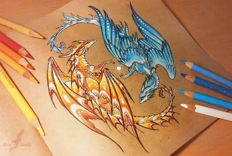 Balance of water and fire Cute dragon drawing, Dragon art, D