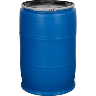60 Gallon Blue Plastic Drum, Cover w/Lever Lock Ring Closure