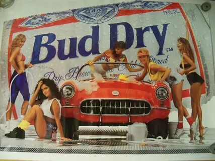 Budweiser Girls Washing Corvette Poster