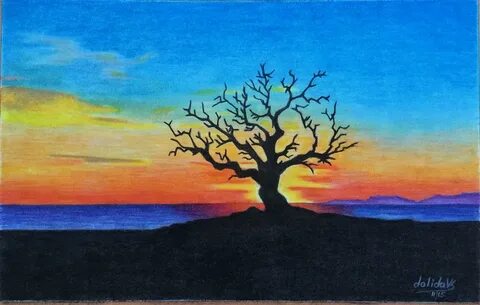 Sunset Colour Pencil Drawing Landscape Easy / This step by s