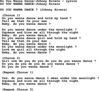 Love Song Lyrics for:Do You Wanna Dance-Johnny Rivers