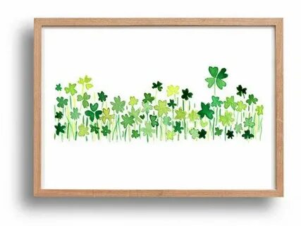 Clover field 2 art Print ,lucky clover, Shamrock, Kelly gree