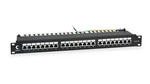 Cabeus PL-24-Cat.5e-SH-Dual IDC Патч-панель 19"(1U), 24 порта RJ-45 полностью эк