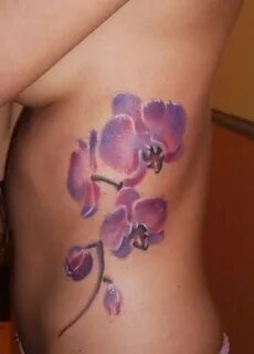 Watercolor lovely orchids tattoo on ribs - Tattoos Book - 65