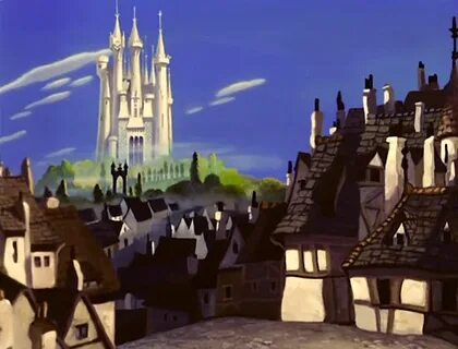 Sun rising over Cinderella's home town. Disney princess cast