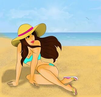 Free Images : beach, women, summer, brunette, bikini, illust