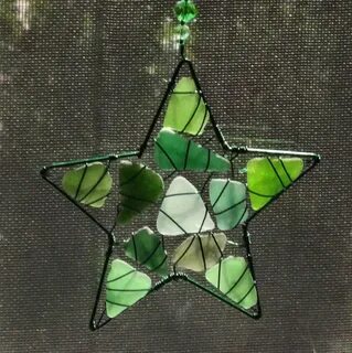 RESERVED for Jenjoost--Star Sea Glass Ornament in Christmas 