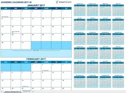 Academic Calendars 2017 2018 Free Printable Excel Templates - Madreview.net