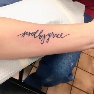 Saved by Grace ✝ Grace tattoos, Foot tattoos, Tattoos