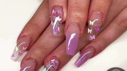 View 27 Purple Pink Butterfly Acrylic Nails - Zill Wallpaper