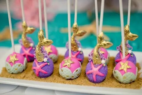 Mermaid cake pops from a Magical Mermaid Birthday Party on K