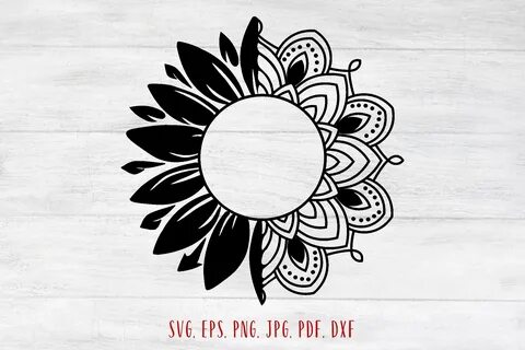 Half Sunflower Mandala Svg Sunflower Decal Svg Suflower Svg 