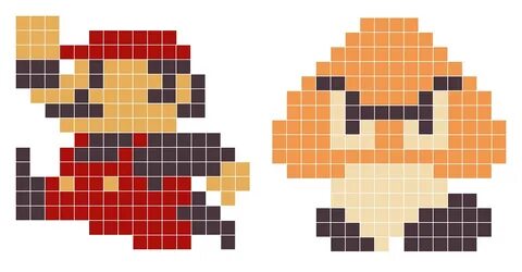 8-Bit Mario n Goomba Pixel art, Pixel drawing, Art