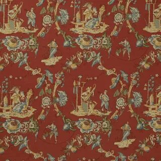 Cathay Toile - Lacquer Red fabric Country House 3 Marvic